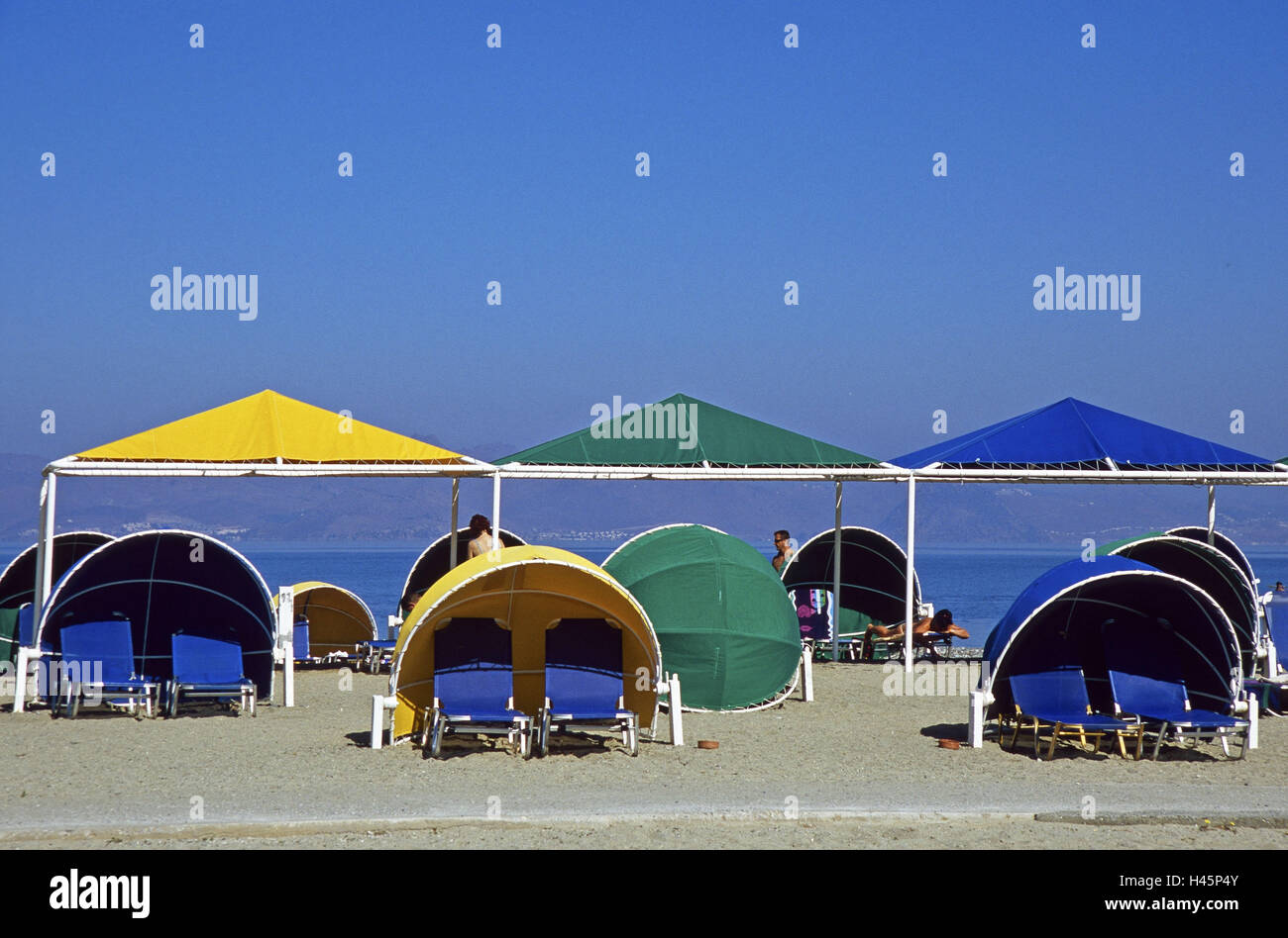 Greece, Fondling, Principal place Fondling, Psalidi, beach 'Akrotiri Louros', lying, sunscreen, Stock Photo