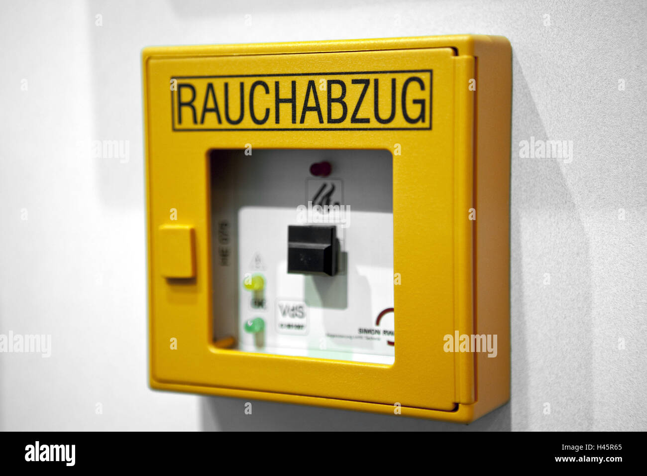 Smoke detector, smoke outlet, manual Stock Photo Alamy