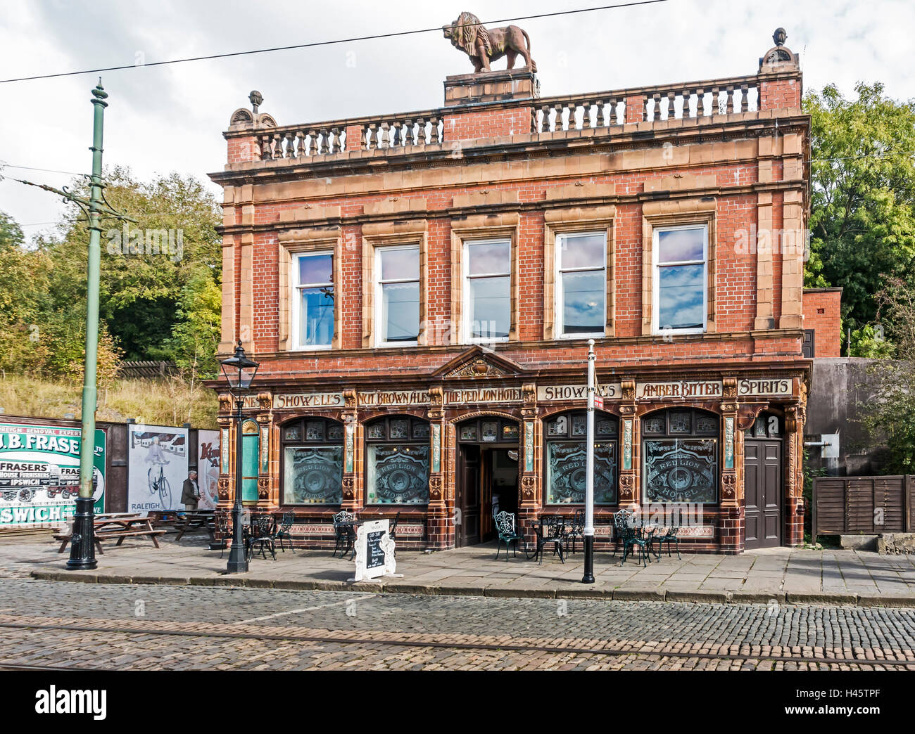 The Red Lion Pub at Crich Tramway Village  Crich Matlock Derbyshire England Stock Photo