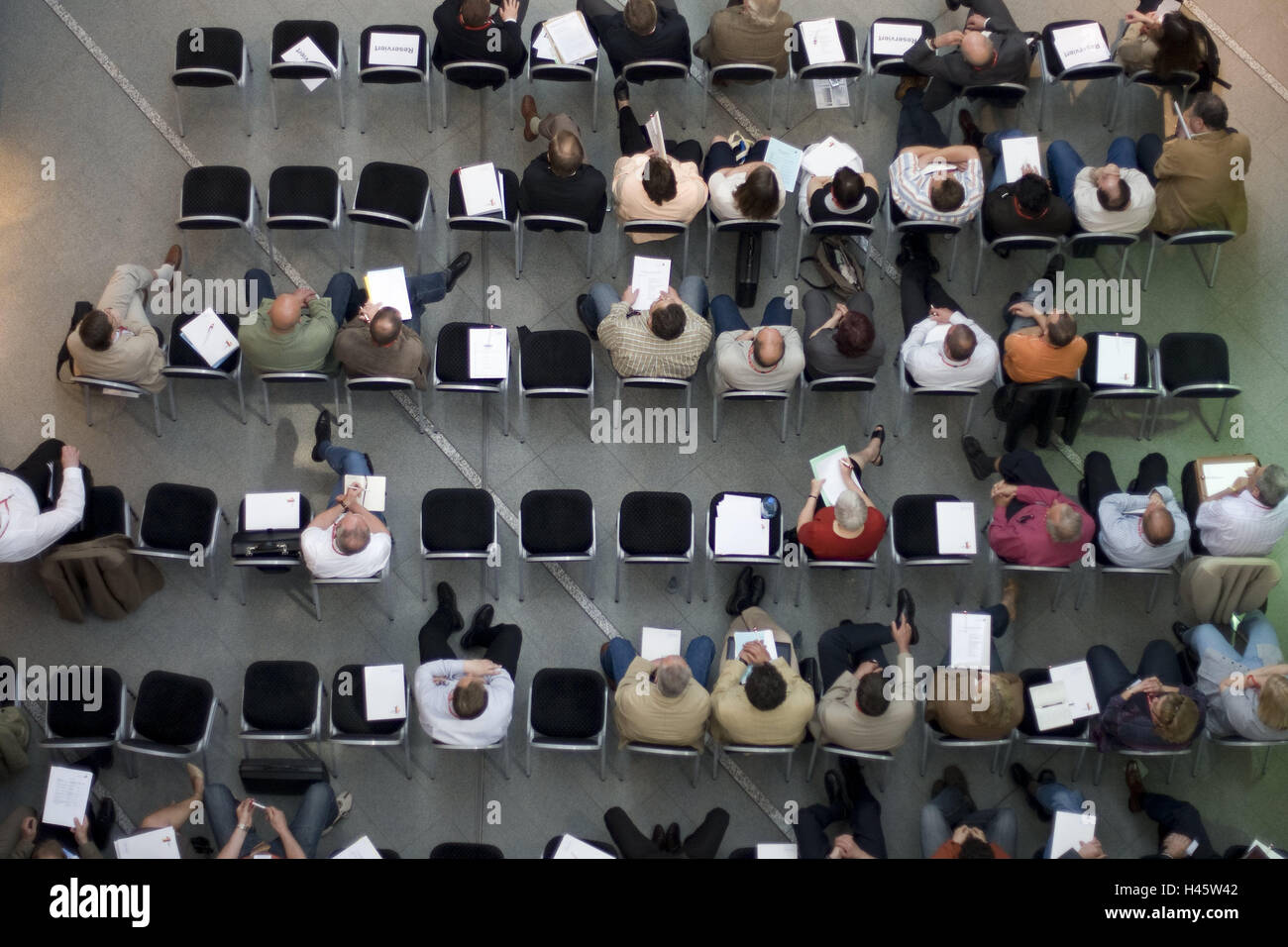 Chair series, spectators, from above, lecture hall, auditorium, chairs