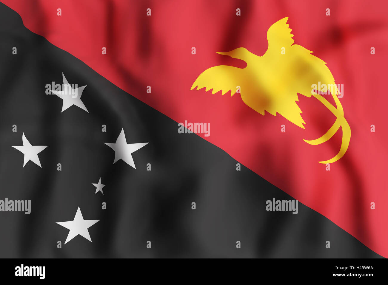 3d rendering of  Independent State of Papua New Guinea flag waving Stock Photo