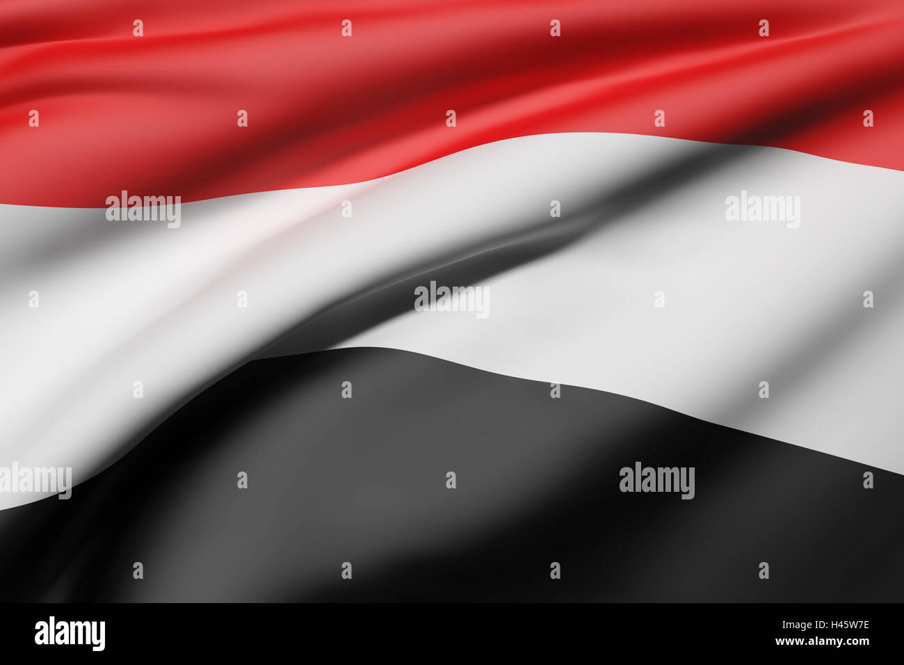 3d rendering of Republic of Yemen flag waving Stock Photo