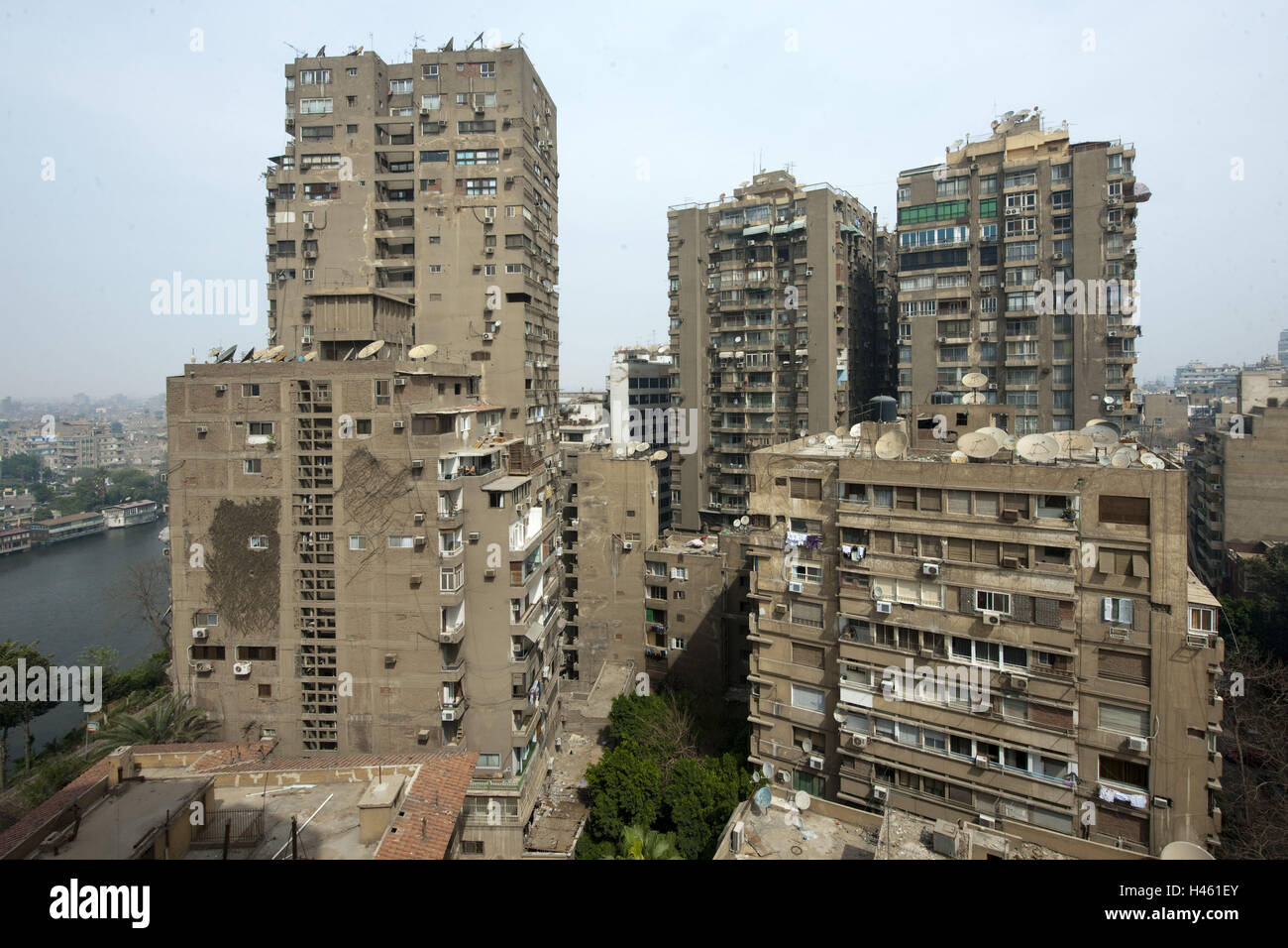 Egypt, Cairo, island Gezira, apartment blocks in Zamalek Stock Photo