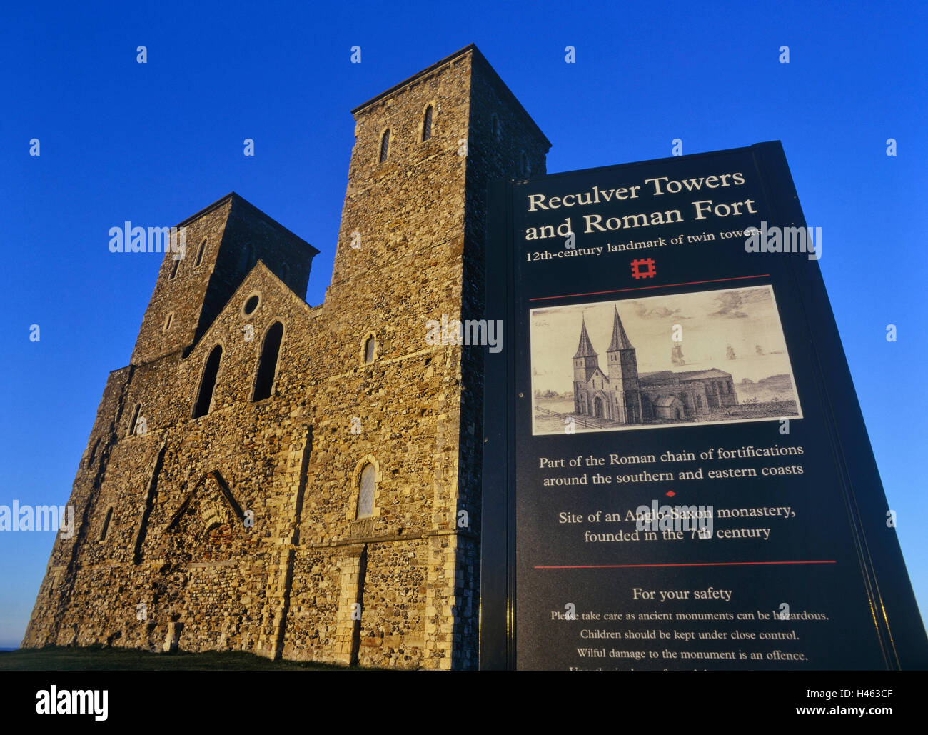 Reculver Towers and Roman Fort. Kent. England. UK Stock Photo