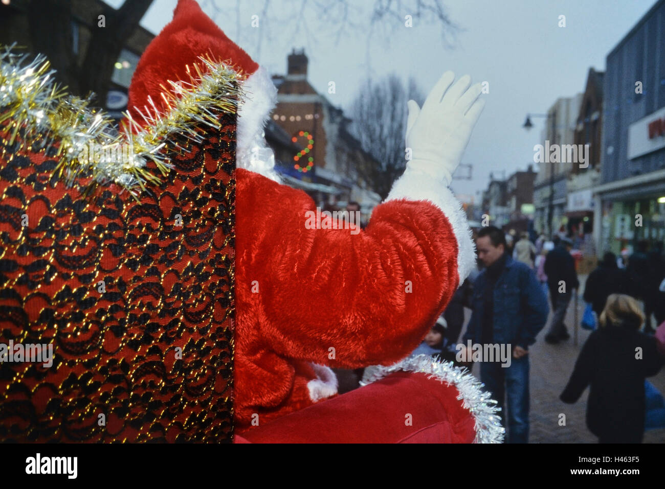 Father Christmas on Gillingham High Street. Kent. England. UK Stock