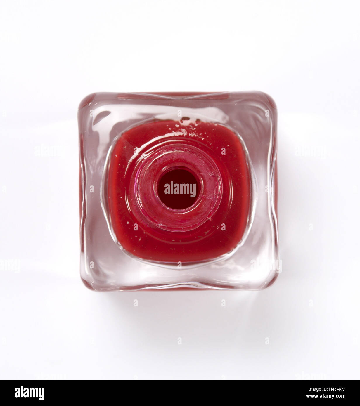 Nail varnish, flask, red, from above, Stock Photo