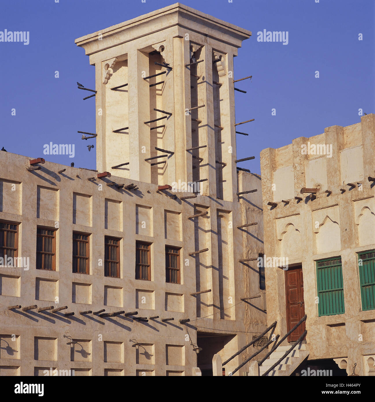 Qatar, Doha, Old Town, building, wind tower, detail, sheikdom, town