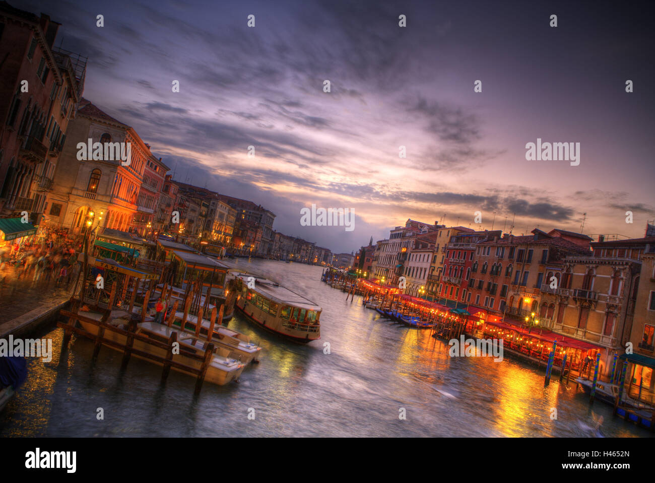 Italy, Veneto, Venice, cityscape, lighting, evening, Stock Photo