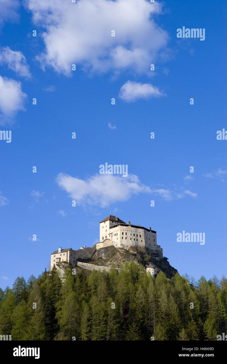 Switzerland, Graubünden, the Engadine, Lower Engadine, Scuol, Tarasp Castle, Stock Photo