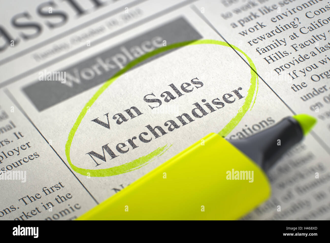 Van Sales Merchandiser Job Vacancy. 3D. Stock Photo