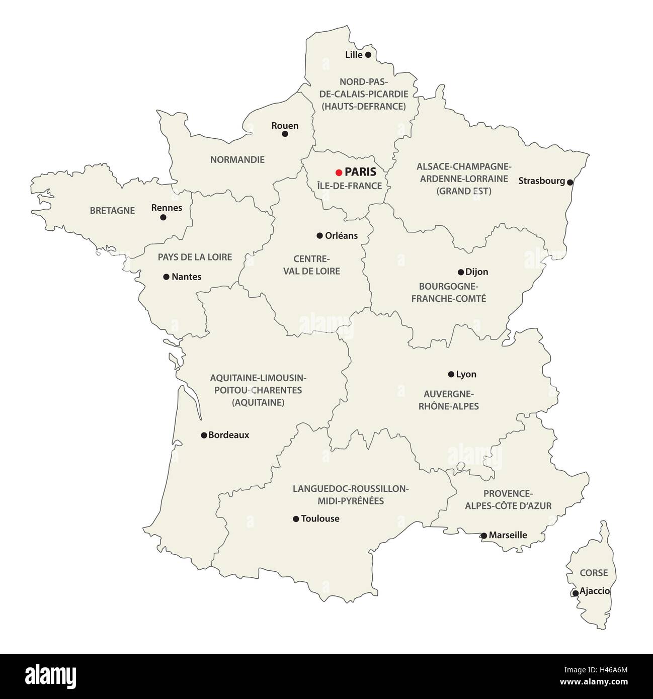 the new regions of france since map Stock Vector