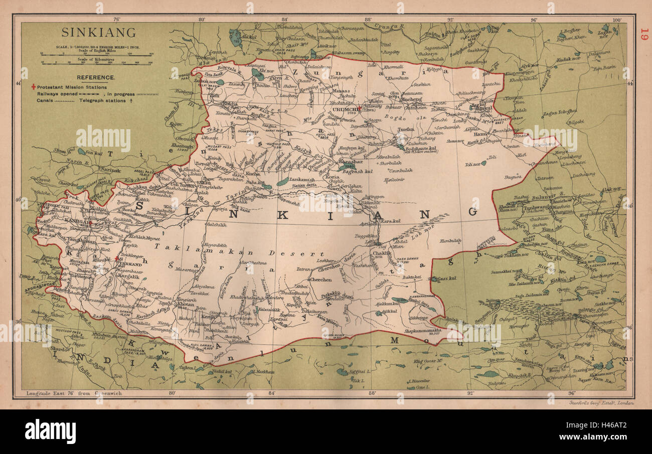 Sinkiang Xinjiang China Province Map Urumchi Urumqi Stanford