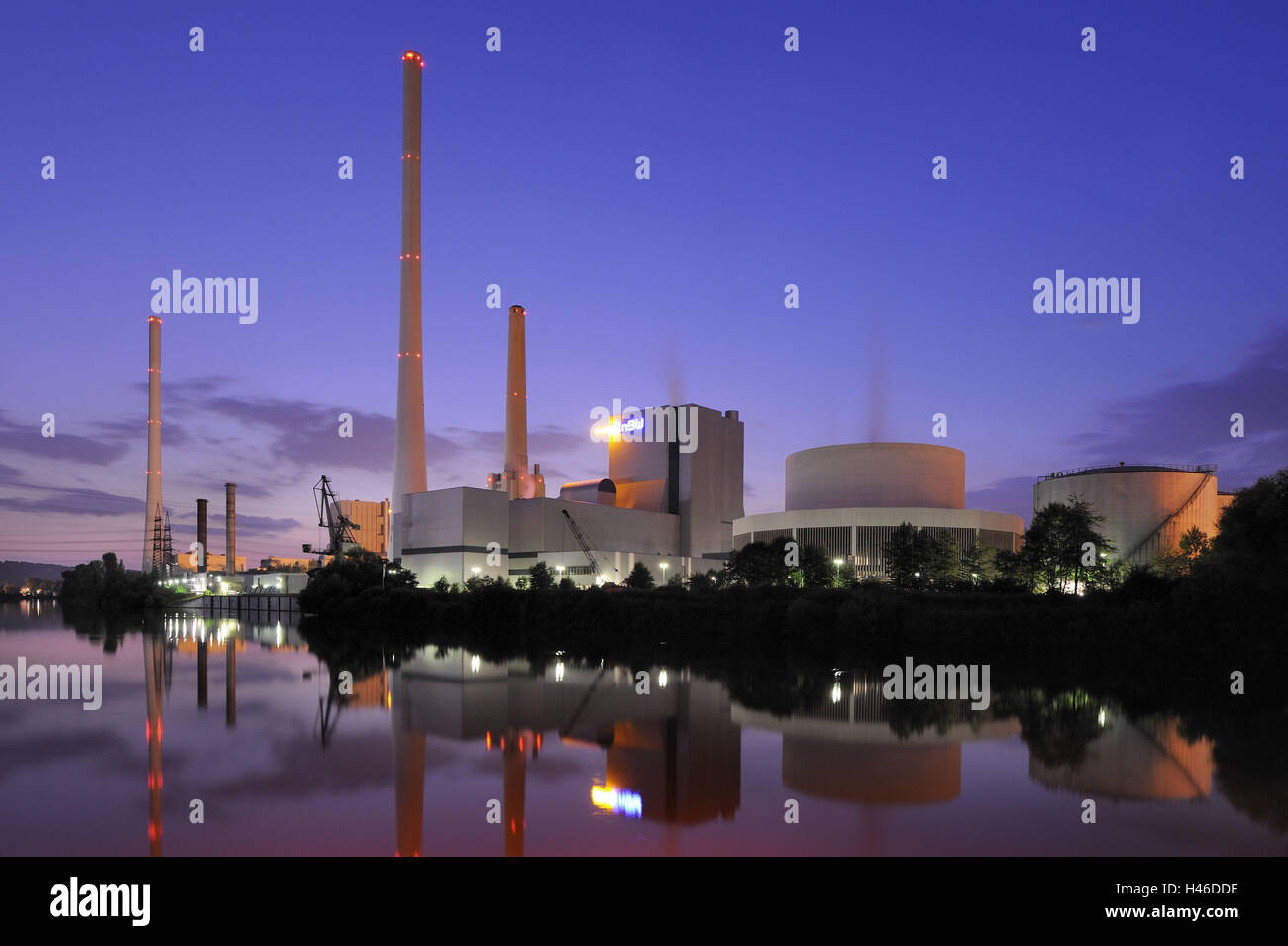 Germany, Baden-Wurttemberg, combined heat and power station Altbach, Stock Photo