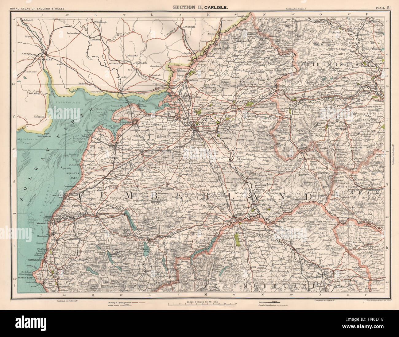 Penrith Lake District Map Cumberland North. Lake District Cumbria Carlisle Penrith Keswick 1898 Old  Map Stock Photo - Alamy