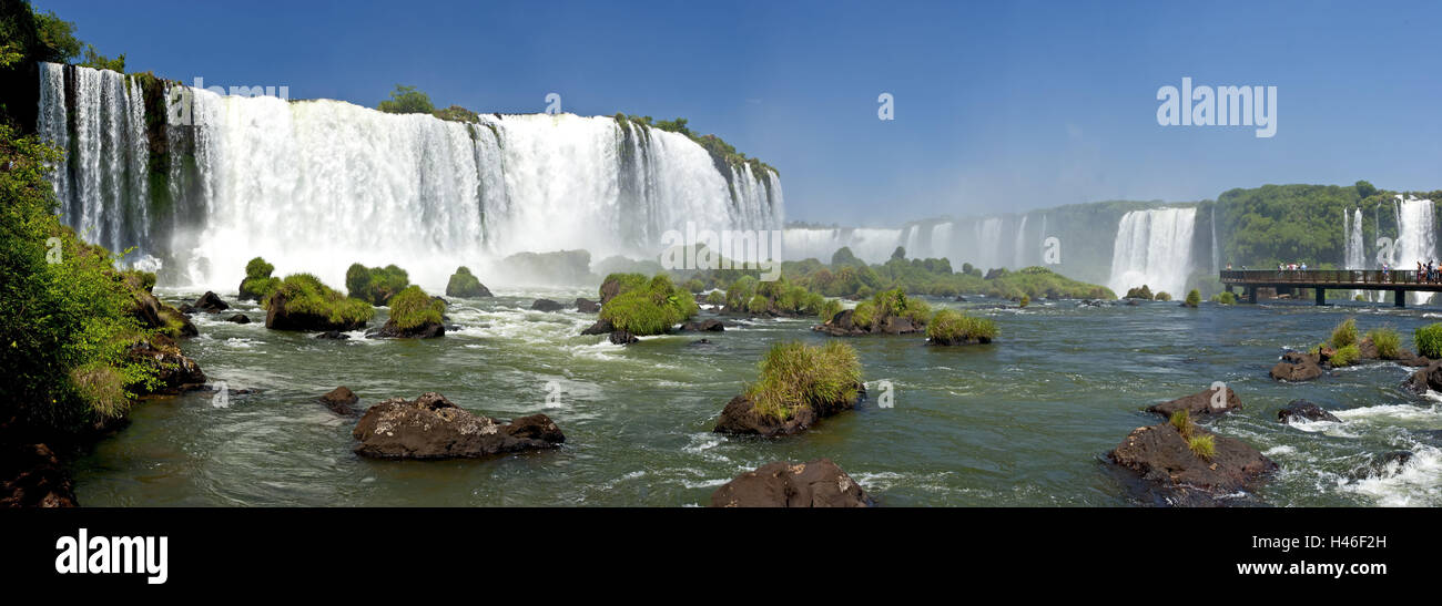 South America, Brazil, Argentina, National Park Iguazu, waterfalls, panorama, tourist walk, Stock Photo