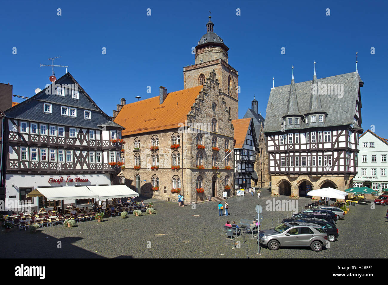 Germany, Hessen, Northern Hessen, field Als, marketplace, overview, Stock Photo