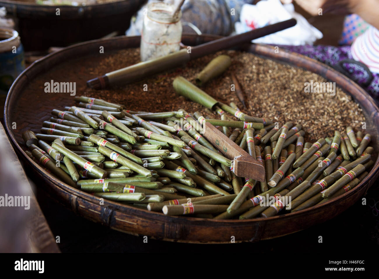 Myanmar, hand-rotated cigars, Stock Photo