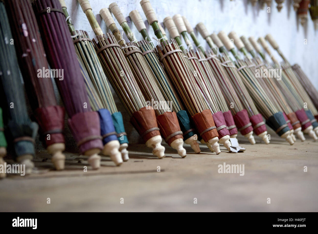 Myanmar, Paper umbrellas, Stock Photo