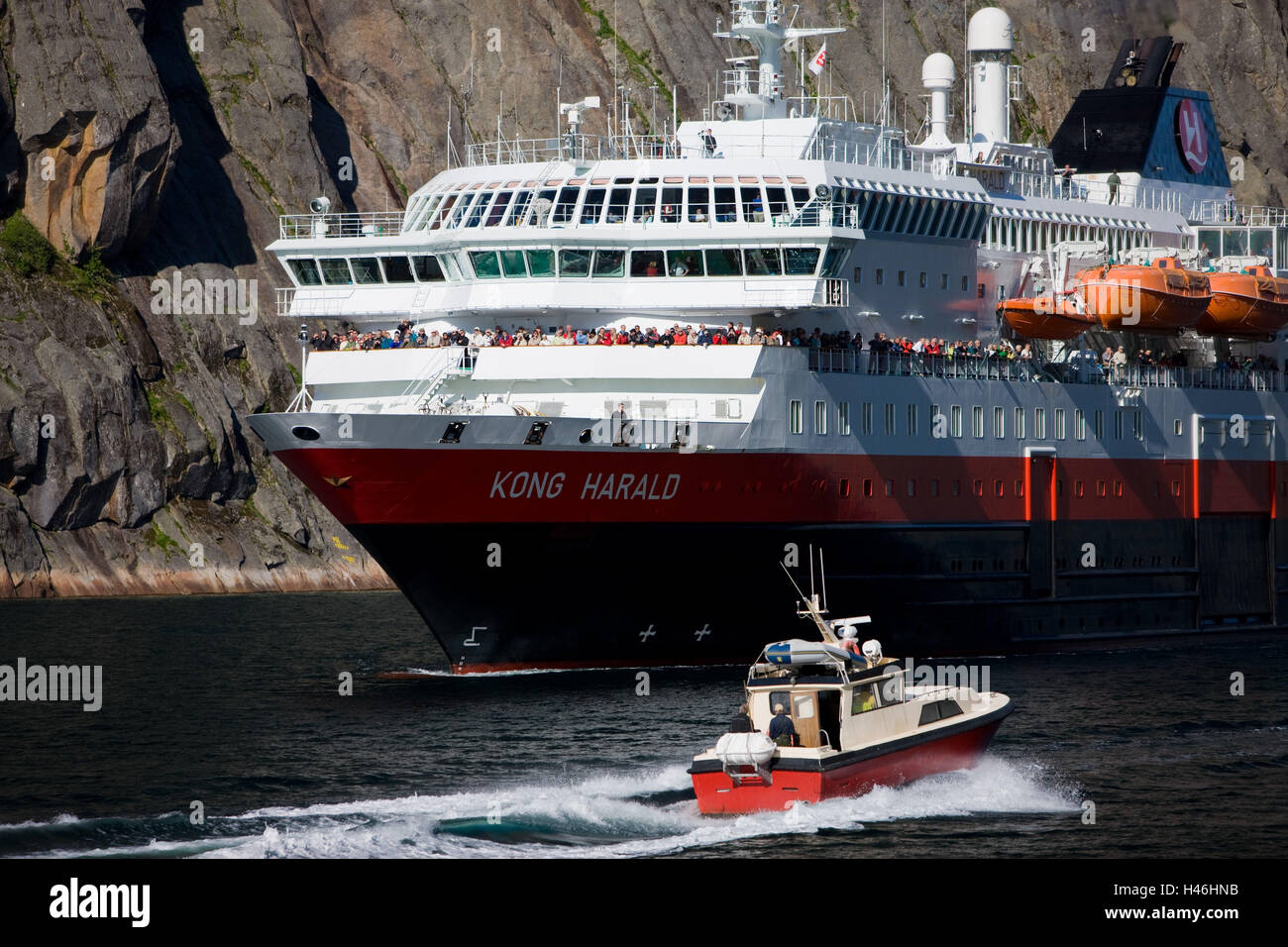 Norway, northern country, Hurtigruten (ships), 'MS Kong Harald', troll fjord, Stock Photo
