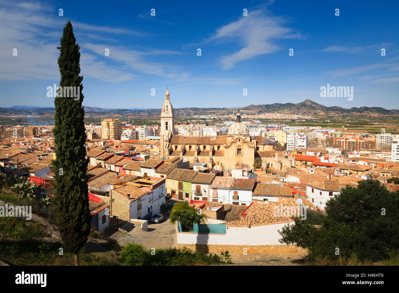 Panorama of Xativa from a high viewpoint overlooking the city Stock Photo