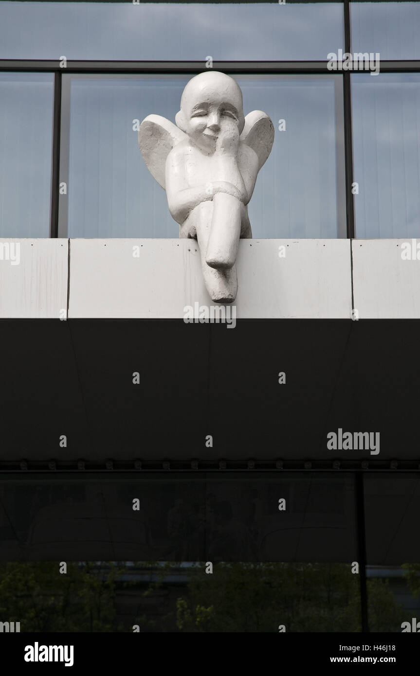 Lithuania, Vilnius, Svitrigailos street, projecting roof, figure, guardian angel, Stock Photo