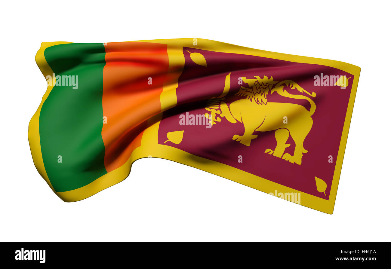 3d rendering of Democratic Socialist Republic of Sri Lanka flag waving on white background Stock Photo