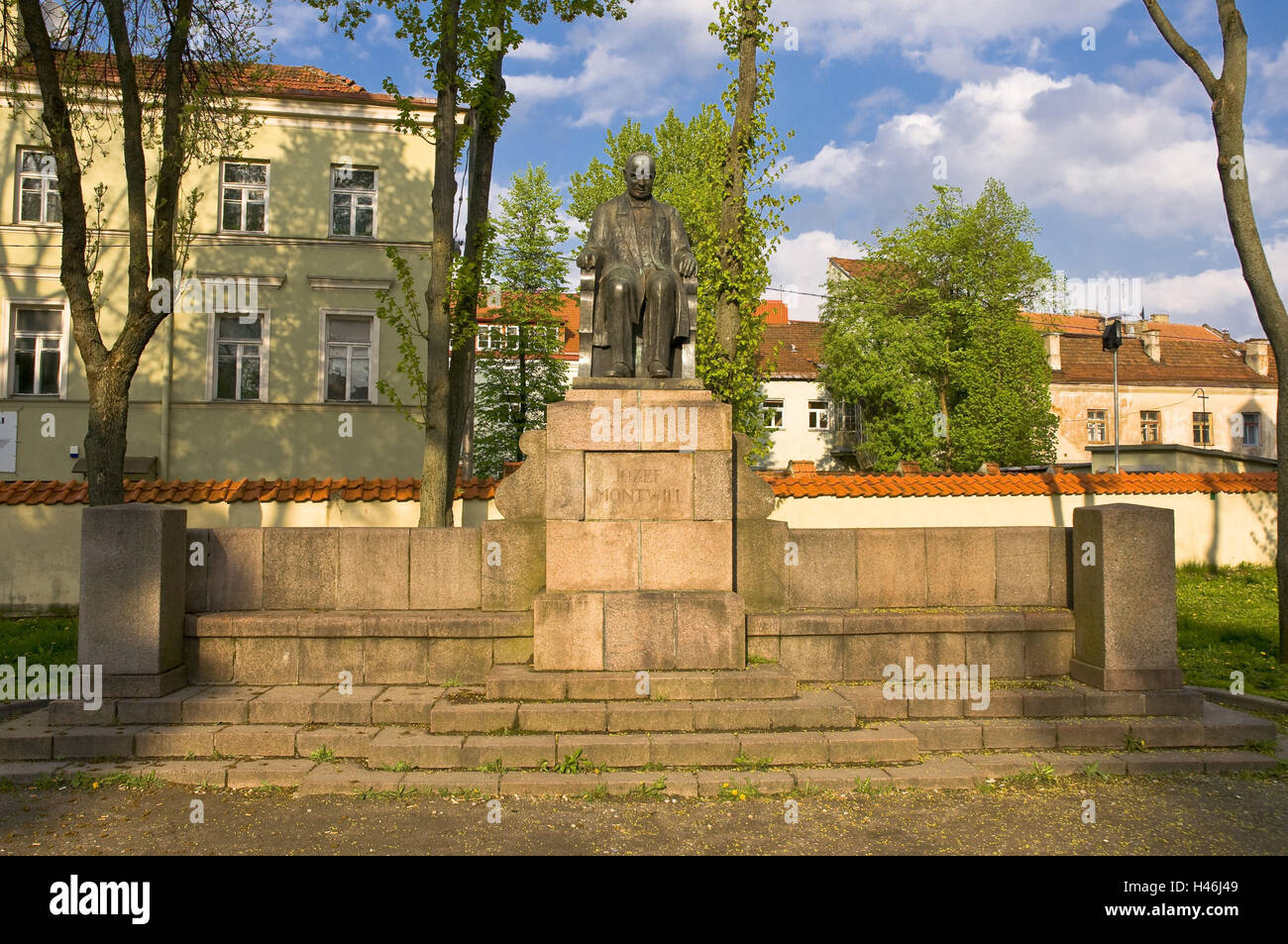 Lithuania, Vilnius, old town, Traku Gatve, monument, Jozef Montwill, Stock Photo