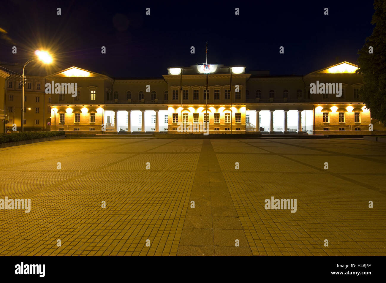 Lithuania, Vilnius, Old Town, presidential palace, lighting, evening, Stock Photo