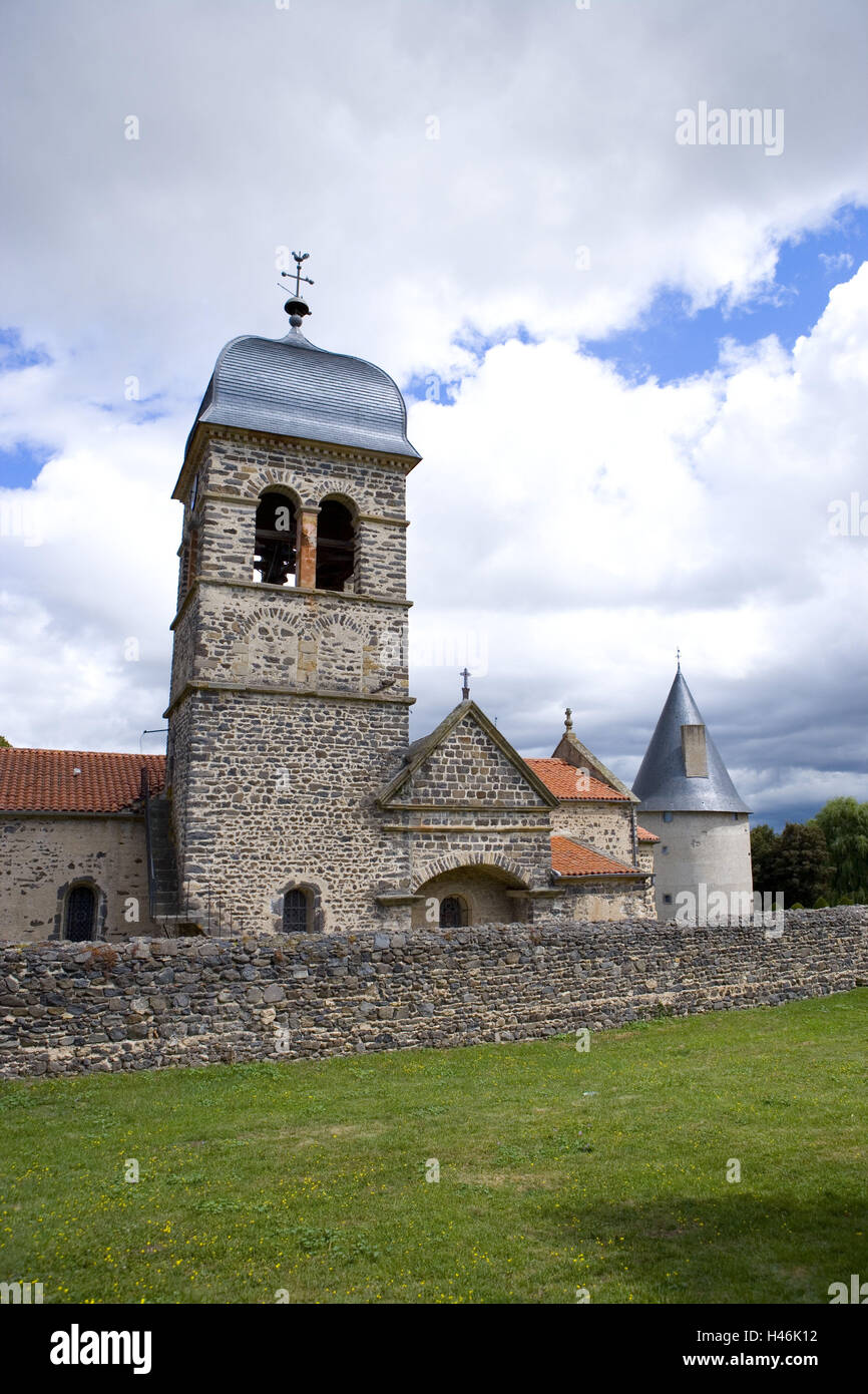 France, Auvergne, PuydeDome, Villeneuve, church, historical Stock