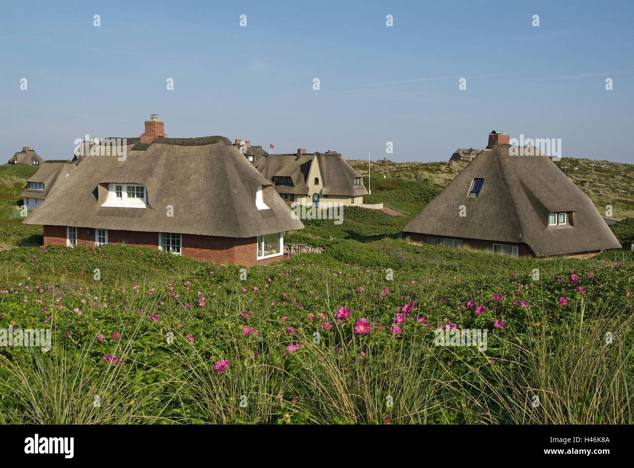 Germany, Schleswig - Holstein, island Sylt, list, thatched-roof houses, Stock Photo