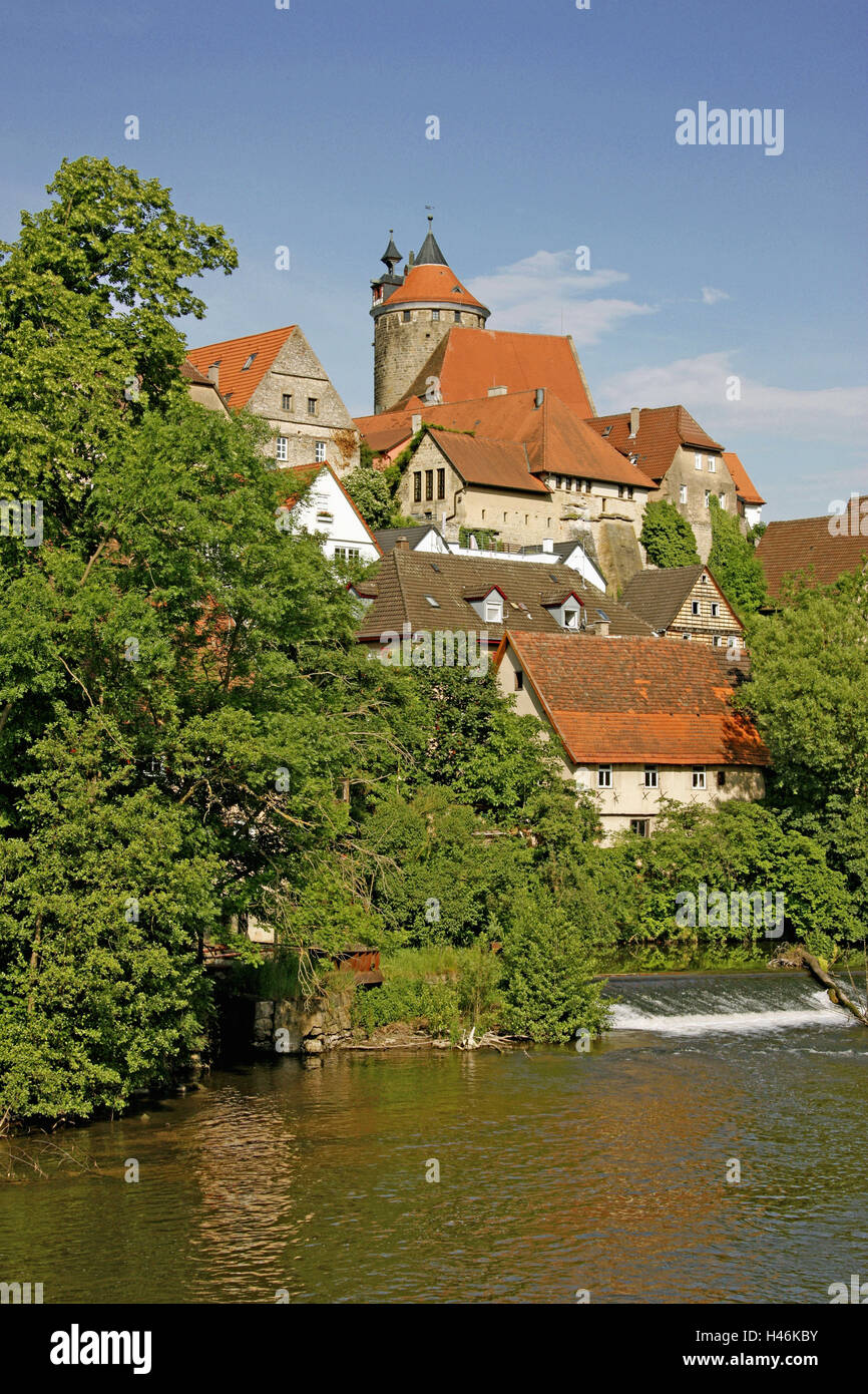 Germany, BadenWurttemberg, home Besig, Old Town, Schochenturm, river