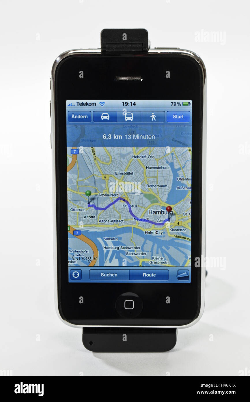 Navigation system, iPhone, cut out Stock Photo Alamy