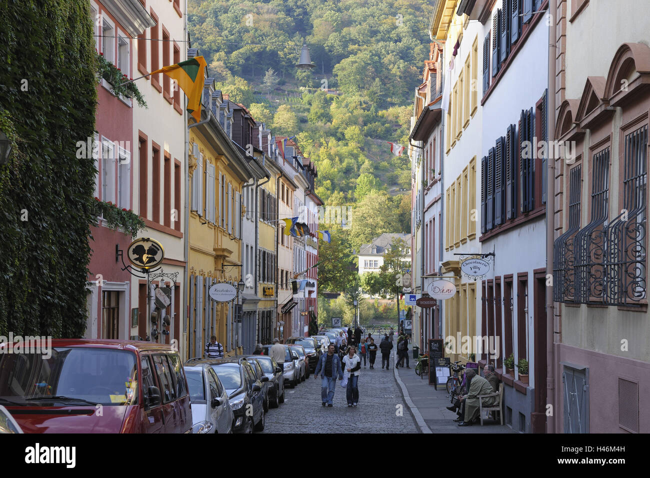 Windlass lane, Old Town, shops, passersby, BadenWurttemberg Stock