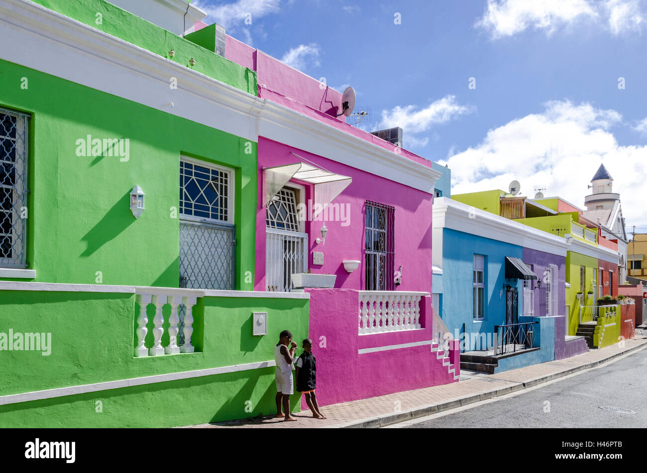 Colorful houses in BoKaap, Cape Town, South Africa, Africa Stock Photo