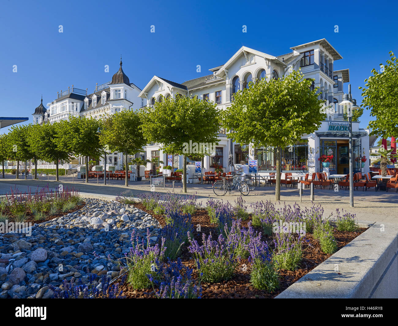 Beach promenade with Hotel Ahlbecker Hof and Rialto, Ahlbeck, Usedom Island, Mecklenburg Western Pomerania, Germany Stock Photo