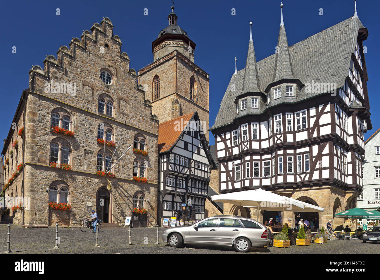 Germany, Hessen, Northern Hessen, field Als, marketplace, city hall, whale pure G sharp church, Stock Photo