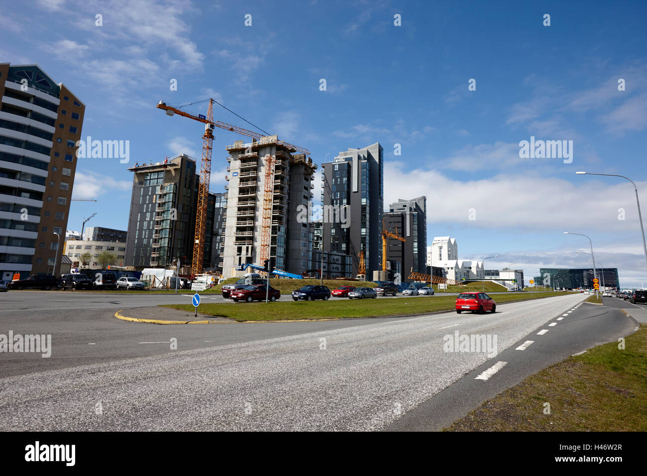 new waterfront apartment buildings under construction in saebraut ...
