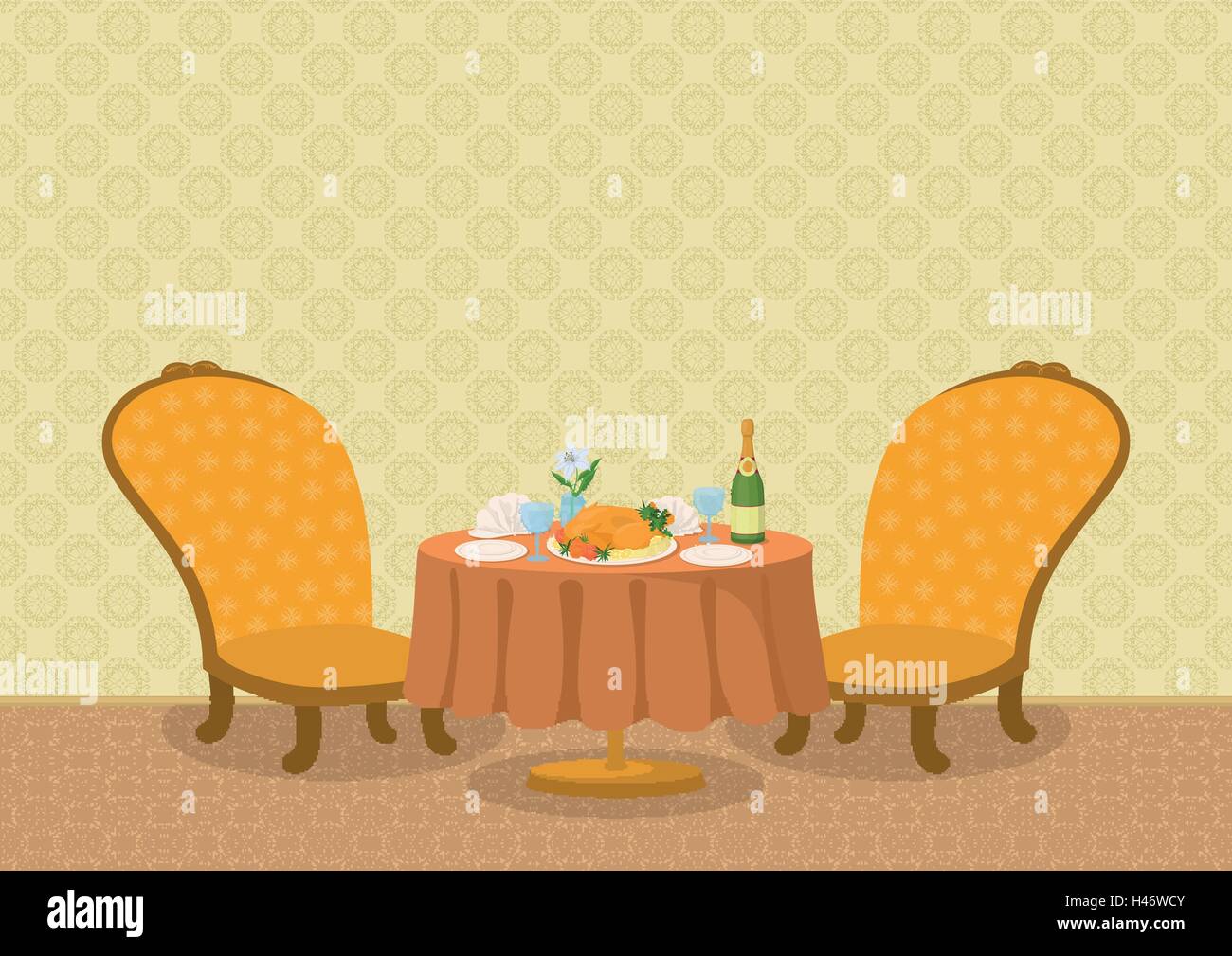 Restaurant with dishes on table Stock Vector Image & Art - Alamy