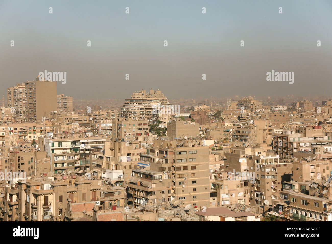 Egypt, Cairo, city centre, house sea, smog, overview, Stock Photo