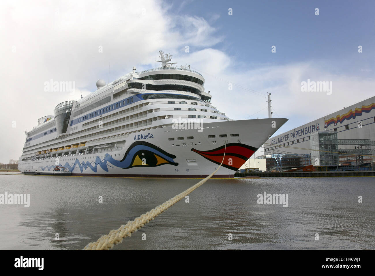 Germany, Lower Saxony, castle Papen, Meyer shipyard, cruise ship, AIDAbella, Stock Photo
