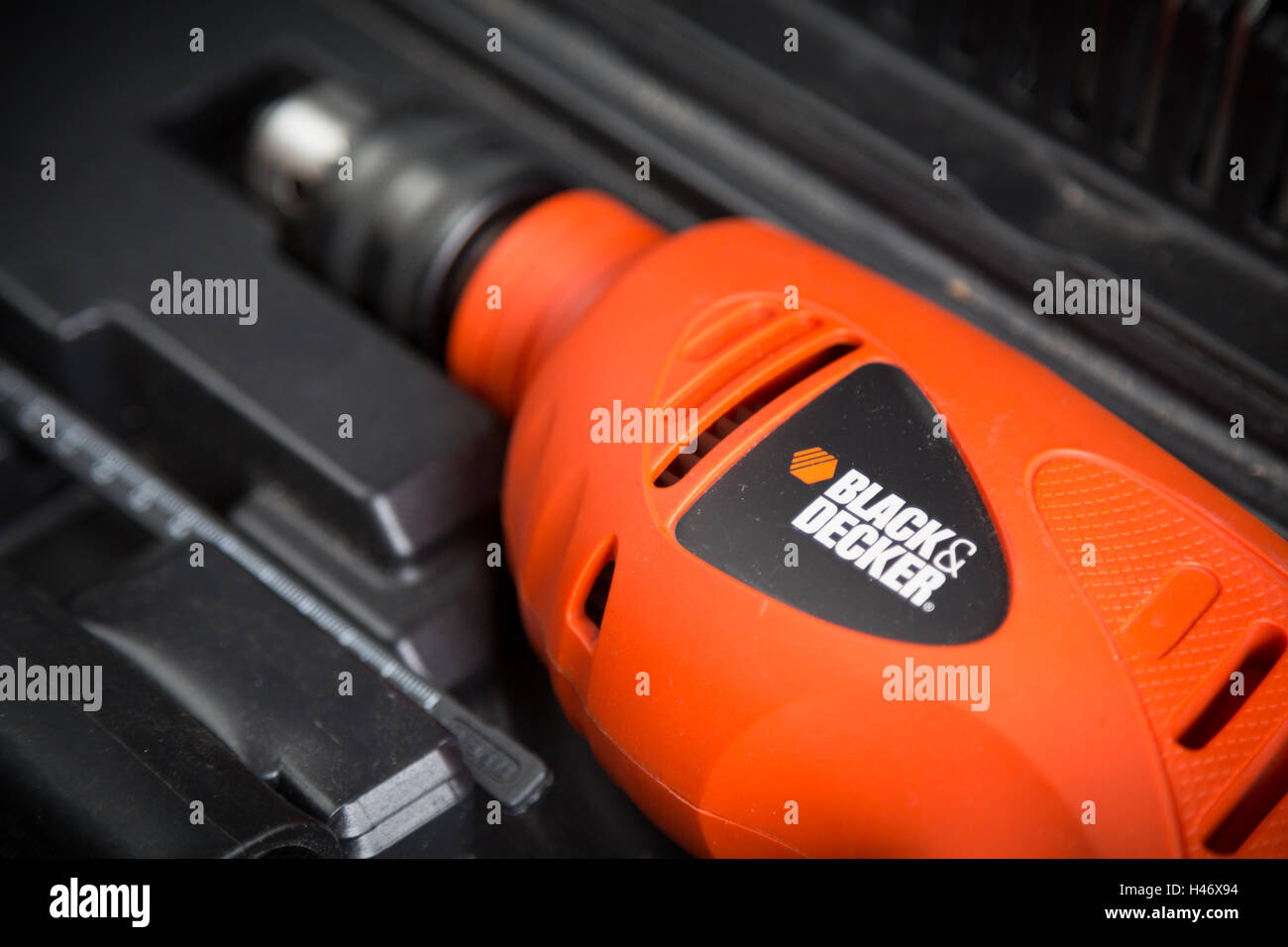Black & Decker tool, hammer drill kit with accessories Stock Photo Alamy