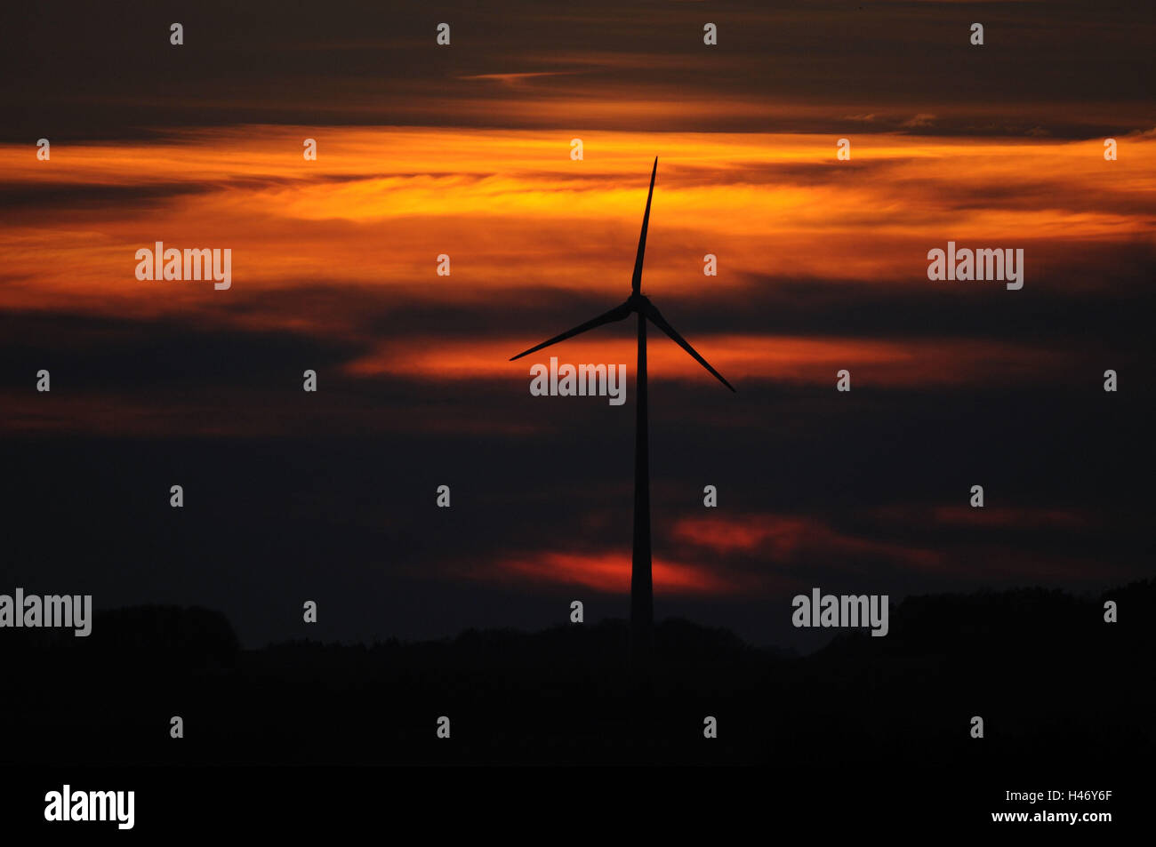 Wind turbine, wind power, scenery, dusk Stock Photo Alamy