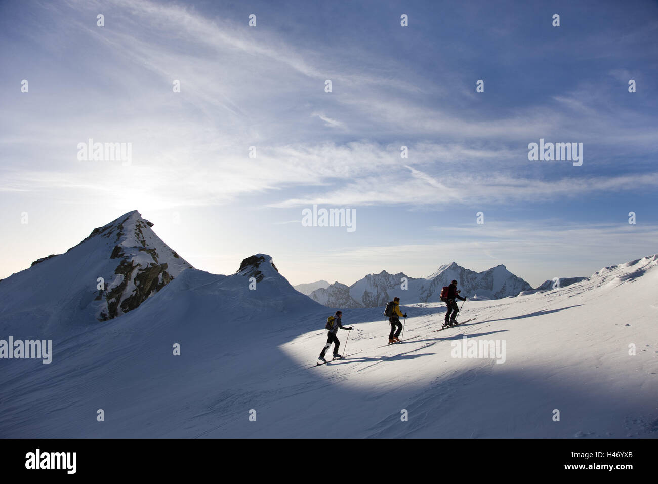 Switzerland, Valais, Bishorn, ski touring, group, Stock Photo