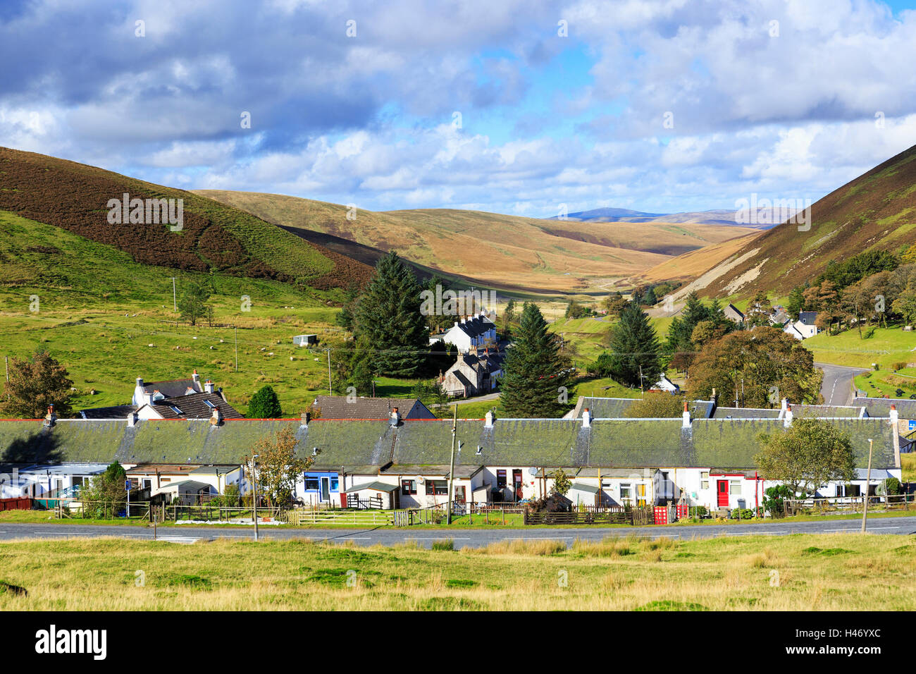 Village of Wanlockhead, Dumfrieshire, the highest village in Scotland, 1531 feet above sealevel, and famous for leadmining and g Stock Photo