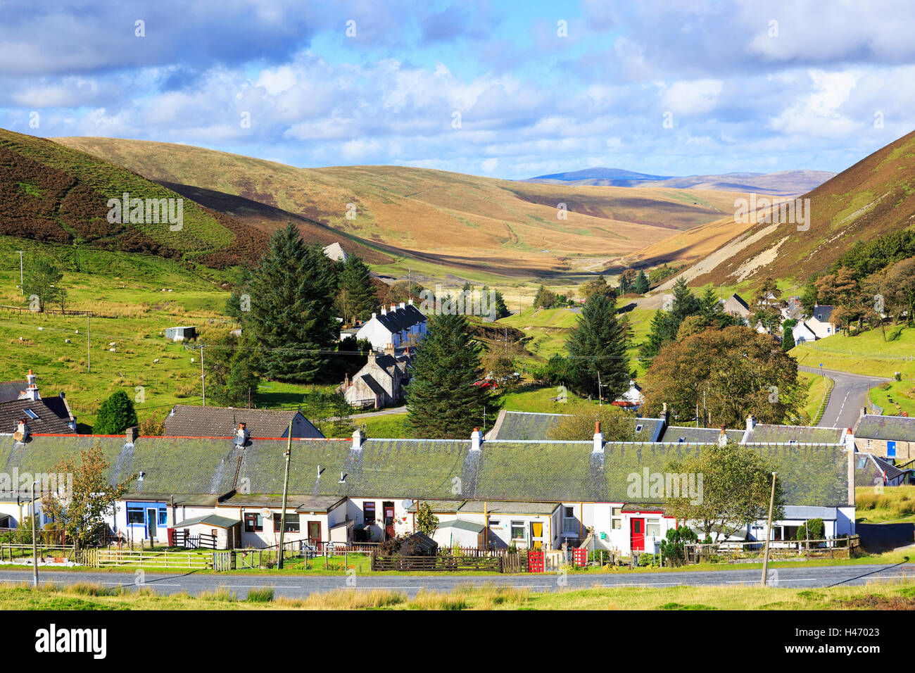 Village of Wanlockhead, Dumfrieshire, the highest village in Scotland, 1531 feet above sealevel, and famous for leadmining and g Stock Photo