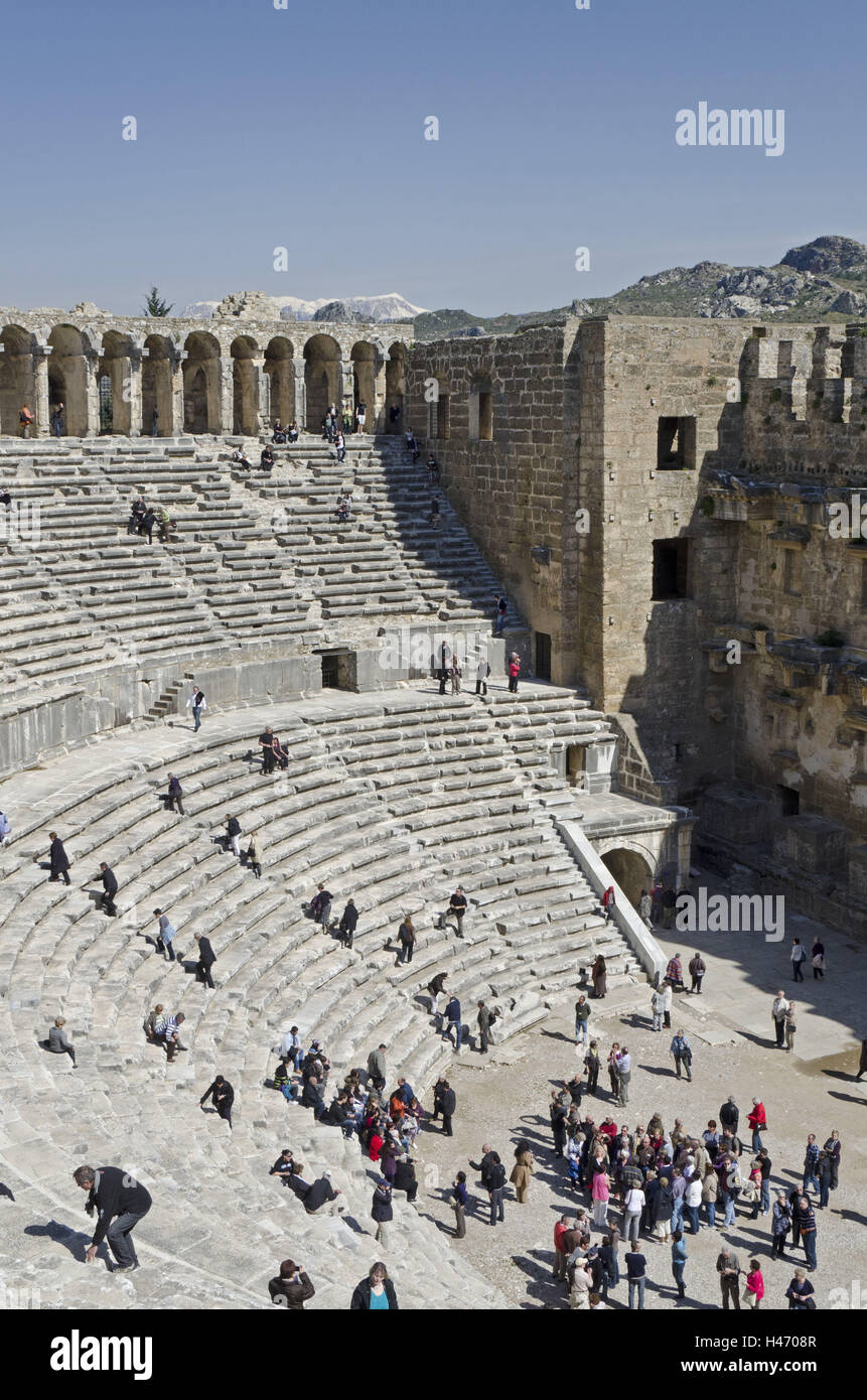 Turkey, south coast, province of Antalya, Aspendos, amphitheatre, interior, Stock Photo