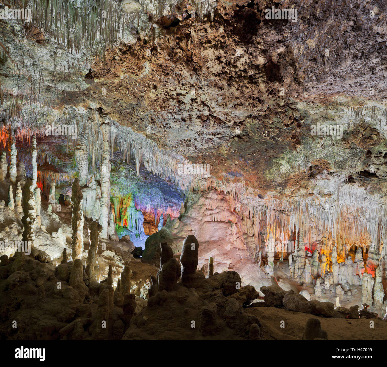 Coves dels Hams, Portocristo, limestone cave, Majorca, Spain, Stock Photo