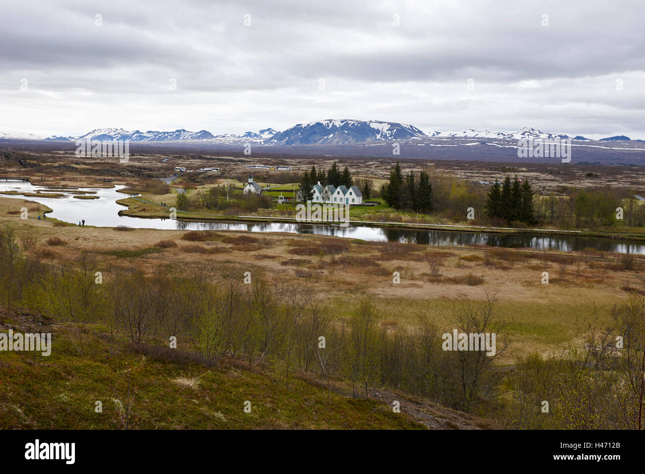 divide in the continental plates at thingvellir national park Iceland Stock Photo