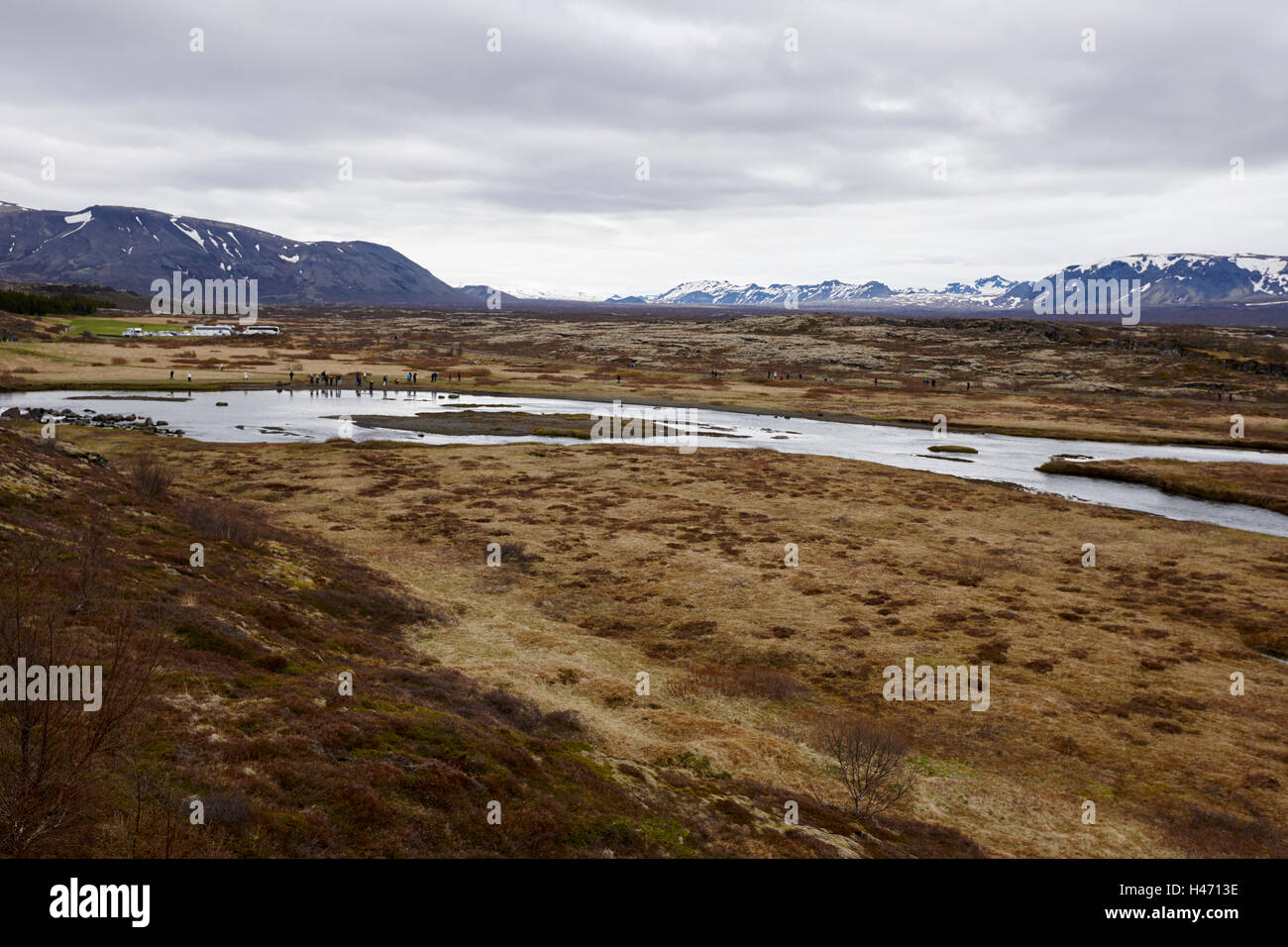 divide in the continental plates at thingvellir national park Iceland Stock Photo