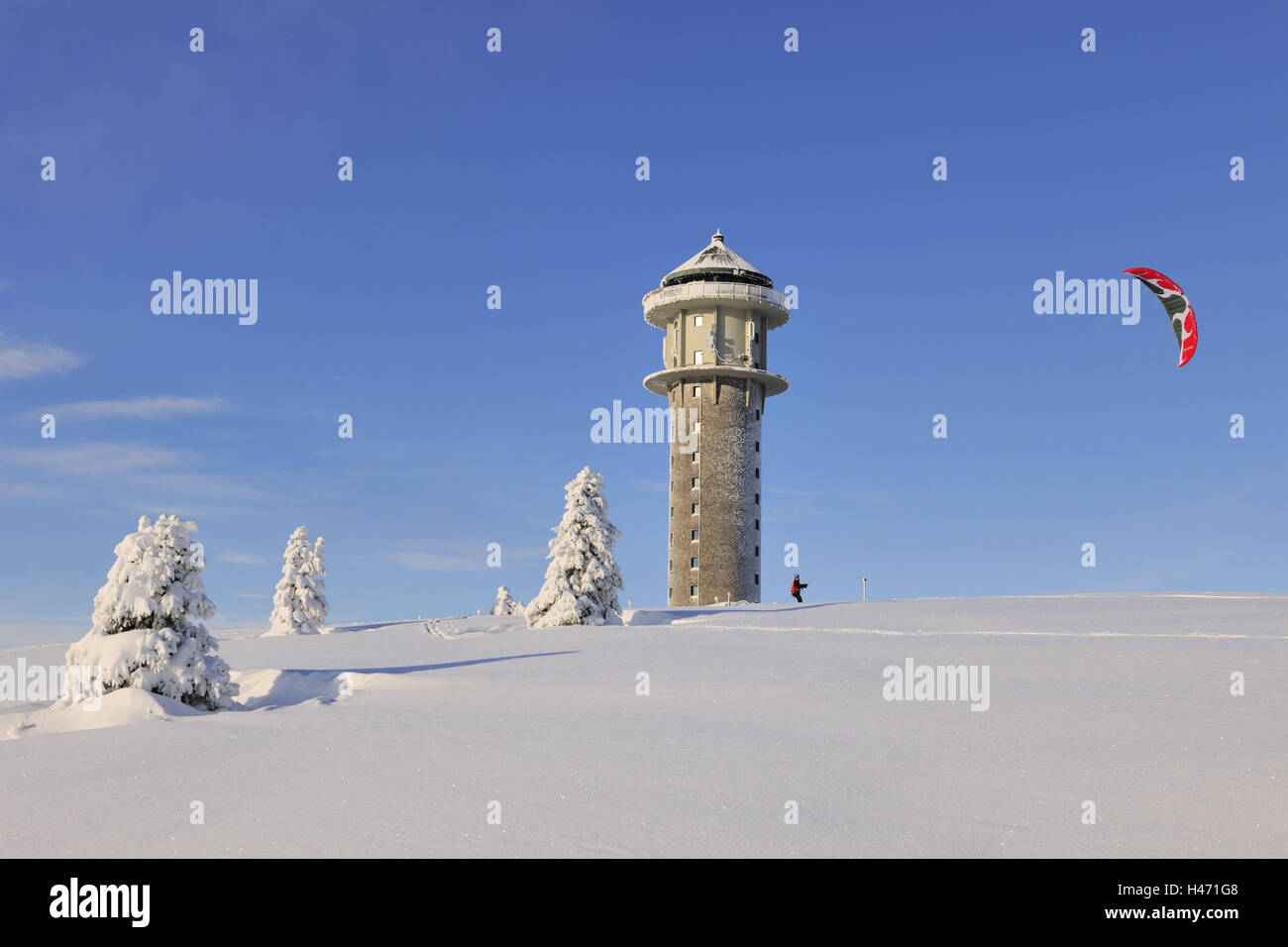 Germany, Baden-Wurttemberg, south Black Forest, field mountain area, weather station, Stock Photo